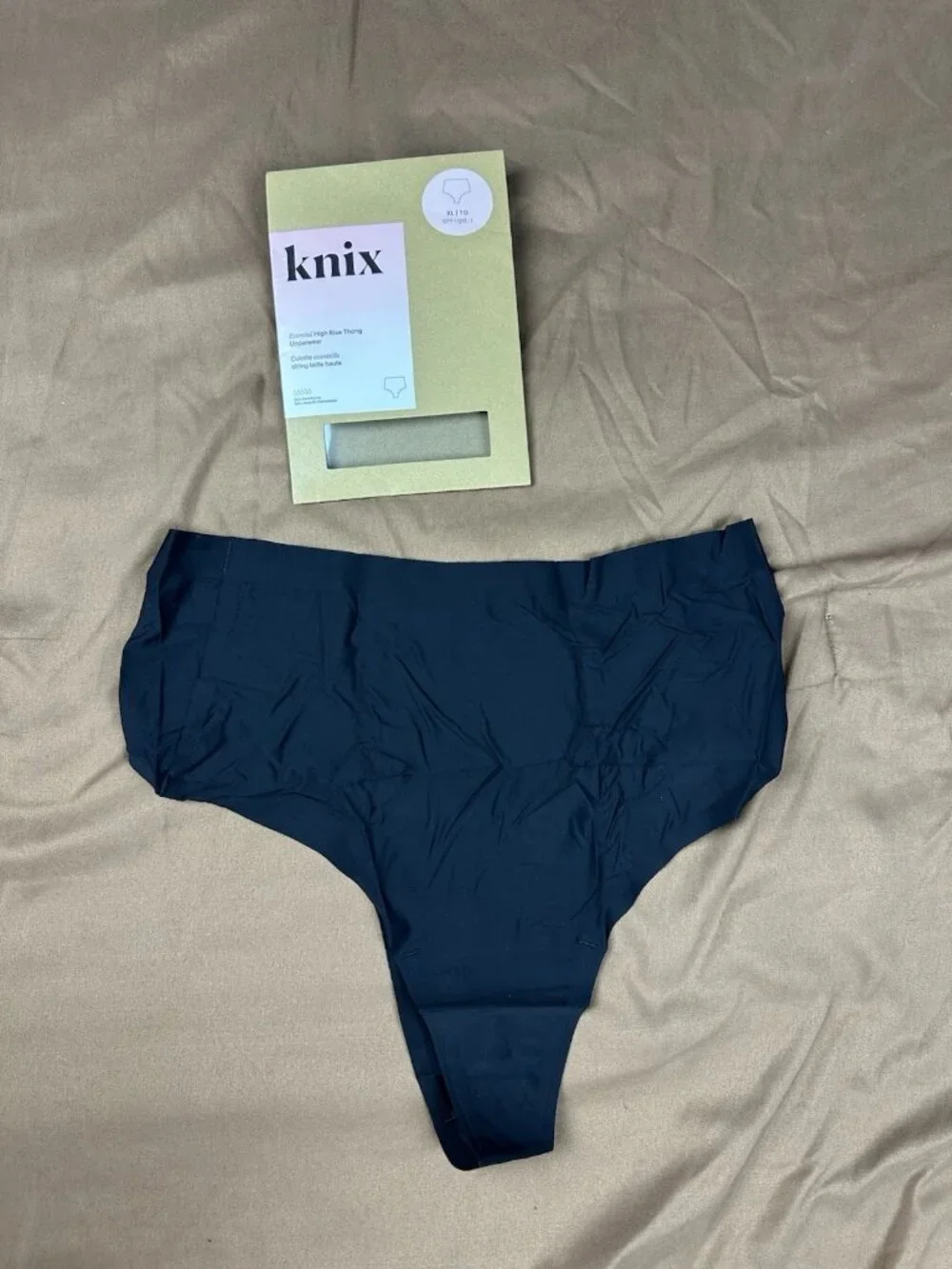 Knix Essential High Rise Thong Underwear Black Size XL Zero Absorbency NWT